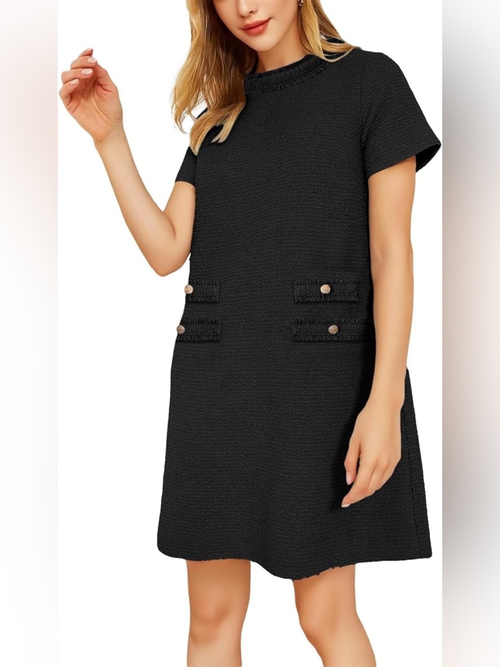Amazon Black Tweed Mini Dress